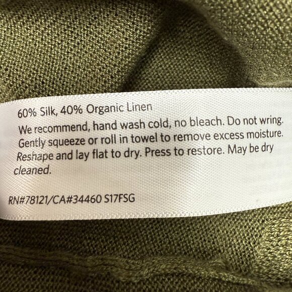 EILEEN FISHER Women's EUC Silk/Linen Knit Tunic Shirt Olive | Size PL - Picture 7 of 7